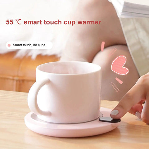 Keep Your Daily Brew On Lock With This Sleek Pink USB Coffee Mug Warmer That Slaps With Three Custom Heat Levels And A Smart Hydration Reminder For Top Shelf Home Office Vibes - pink USB cup warmer with touch control.