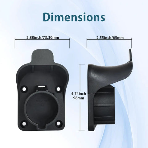 Dimensions of Heavy Duty J1772 EV Charger Holder Wall Mount Electric Vehicle Cable Organizer for SAE J1772 Plug.