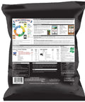 Back of Mag-I-Cal Plus Soil Booster bag showing instructions and coverage for lawns, raises pH in acidic and hard soils, 5000 sq ft.