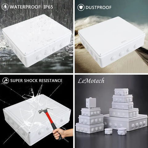 Rugged ABS Plastic IP65 Dustproof Waterproof Junction Box Electrical Enclosure White 15.7 Inch 13.8 Inch 4.7 Inch Surface Mount