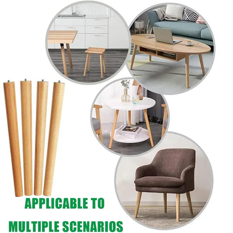 Beech Wood Table Legs Set Of 4 12 Inch 16 Inch 18 Inch Tapered Round Replacement Feet For multiple furniture DIY uses