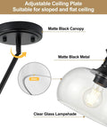 puncoll 2 PK 9 Inch Modern Black Clear Glass Pendant Light detailed view showing matte black canopy and clear glass lampshade.