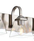 3 Light Modern Brushed Nickel Vanity Light Over Mirror Industrial Wall Sconce With Clear Glass Shades for bathrooms or halls