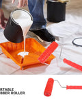 2 Pack Patterned Texture Paint Rollers With Cushioned Grips Crafted From Heavy Duty Rubber Ideal For Spreading Drywall Compound And Creating Custom Wall Patterns Gonna Make Your Decorating Tasks A Total No Sweat Deal, red rubber roller with paint tray.