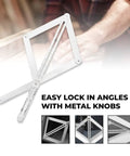 Killer Corner Angle Finder Miter Saw Protractor Heavy Duty Aluminum Bevel Gauge with metal knobs for easy angle locking.