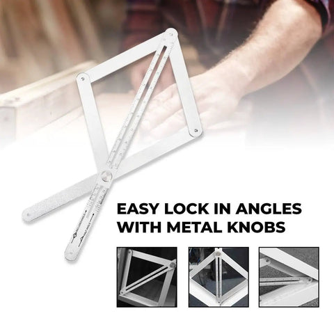 Killer Corner Angle Finder Miter Saw Protractor Heavy Duty Aluminum Bevel Gauge with metal knobs for easy angle locking.