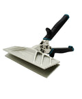 9-inch zinc alloy hand seamer with black and teal grips for bending metal flashing