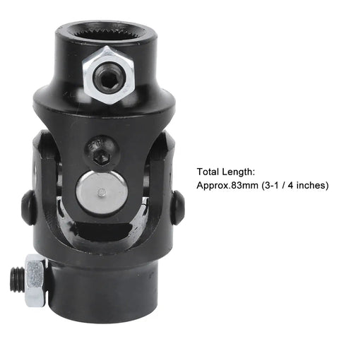 Heavy Duty 3/4 Inch Double D Steering Shaft U Joint Kit Featuring 36 Spline Weld On Ends showcasing total length of 3-1/4 inches.