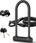 Beefed Up Heavy Duty Bike U Lock With 12 Ton Shear Strength 20mm U Shape Anti Theft Silicone Covered Lock Keyhole With Sliding Cover Includes 4ft Steel Cable Mounting Bracket And 3 Keys