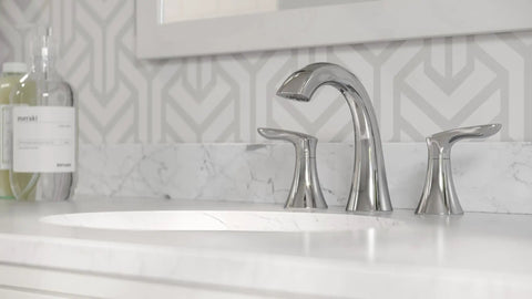 Weller 8 Inch Widespread Bathroom Faucet With Three Hole Setup Dual Handles Dope Chrome Finish
