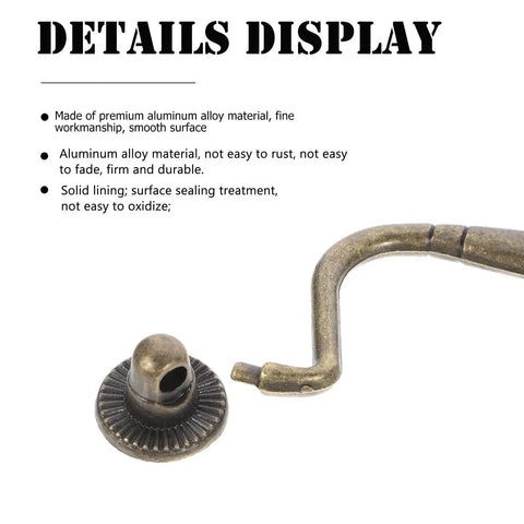 Vintage Zinc Alloy Cabinet Handles 4 Sets Dope Retro Metal Furniture Pulls showing rustic texture and details display.