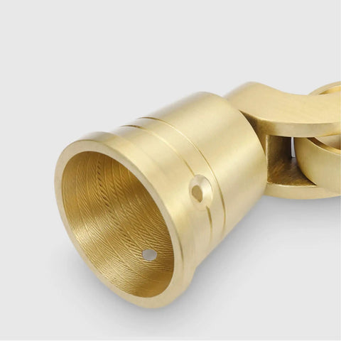 Close-up of Top Shelf 4 Pack Solid Brass Casters hardware cup mount, showcasing detailed craftsmanship and material quality.