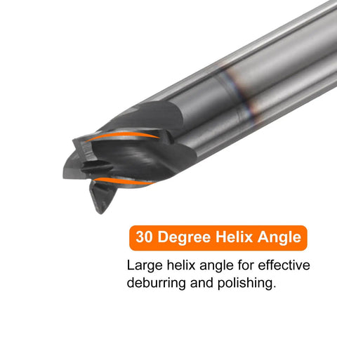 Carbide Square Nose End Mill Bit Four Flutes TiAlN Coated Milling Cutter For Hardened Steel close-up showing 30-degree helix