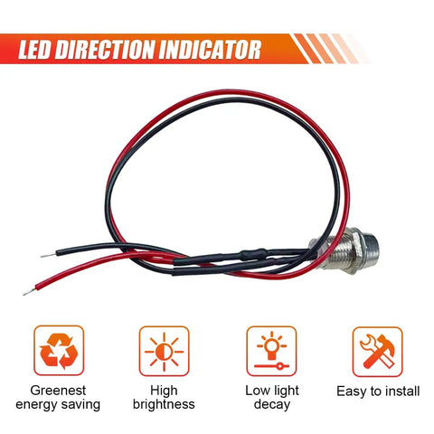 Red LED Indicator Light 4 Pack 12V Waterproof Metal Car Signal Lamp With Wire 8mm Dash Pilot Bulbs Universal Directional Lamp Replacement For Cars Trucks Boats displayed with installation icons.