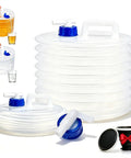 Portable Collapsible Water Container With Spigot For Camping And Hiking 3L Foldable Water Canteen shown expanded and collapsed