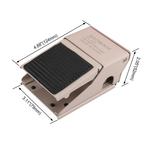 Pneumatic Foot Pedal Valve FV-420 Momentary 4 Way 2 Position One Quarter Inch PT Threaded Nonslip Rubber Foot Switch dimensions