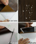 Walnut Wood Grain Vinyl Wallpaper Peel And Stick Dark Brown Thick Texture Adhesive Contact Paper, Waterproof, Easy to Use