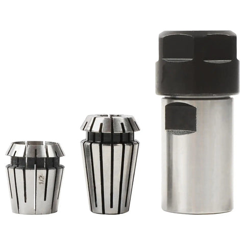 Knuckle Cracker Angle Grinder Extension Shaft Adapter Kit with 1/4 and 1/2 inch collets for woodworking and polishing.