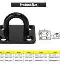 Badass Stainless Steel Pad Eye Plate 5 Pack Heavy Duty Rigging Hardware showing size dimensions and specifications.