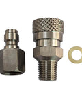 Beefed Up Stainless Steel Eight Millimeter Quick Disconnect Adapter Set One Eighth NPT Threads M And F QD with O-ring