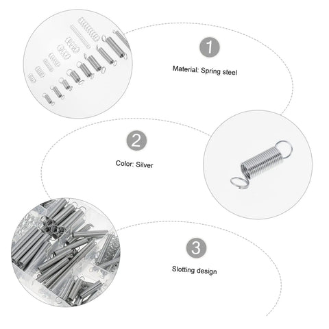 Ultimate 200 Piece Compression And Extension Springs Kit Assortment Set For Home Repairs, Vehicle Maintenance, And Electric Appliance Fixups You Need To Stock Up On Your Workshop Today, silver spring steel