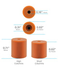 3D Printer Bed Leveling Upgrade Kit With Silicone Column Mounts And Replacement Springs 12 Pack shown with measurements.