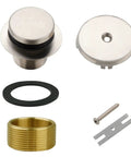 Brushed Nickel Tub Drain Conversion Kit With 1 Hole Overflow Faceplate And Adapter, Easy Install No Fuss Tip Toe Style Tub Drain Trim Set, Coarse Thread Replacement, Solid Brass And Stainless Steel Build, Universal Fit.