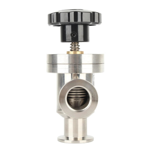 Kf25 stainless steel vacuum isolation valve, right-angle, manual with black handwheel