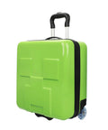 Minecraft Creeper 15 Inch Molded Hardside Carry On Luggage For Kids And Toddlers shown sideways with blocky Creeper design.