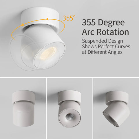 Dimmable LED Ceiling Spotlight Kit 2 Pack With 7W White Directional Accent Lights in 355 Degree Arc Rotation Display