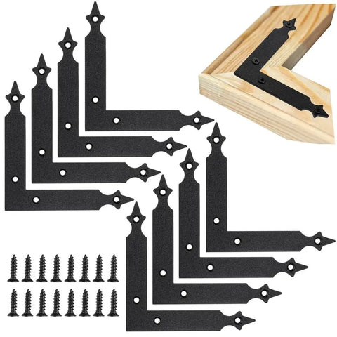 8 Pcs Flat Corner Braces For 5 Inch L Shape Right Angle Brackets With 32 Screws For Wooden Frames Beds Tables Cabinets Chairs Windows Home DIY Furniture Repair And Frame Joining Support