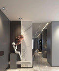 XYIANG 4.3 Inch Led Recessed Lighting with Black/Gold Wall Washer Trim in a stylish modern hallway.