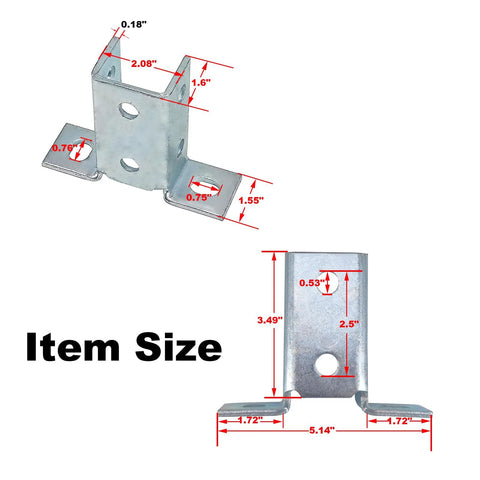 Detailed diagram of Eight Hole Wing Shape 90 Degree Connector Bracket For One Half Inch Bolt In One And Five Eighths Inch Strut Channel Six Pack