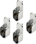 Chrome Oval Wardrobe Closet Rod End Supports Brackets For 15mm x 30mm Rods With Dual Rear Facing 5mm Pins Four Pack DIY Friendly Easy Install Closet Organizer Hardware, four chrome supports