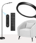 LED Floor Lamp With Flexible Gooseneck, Dimmable With Remote, 24W, Color Temperature 3000K-6500K, Black Metal Base