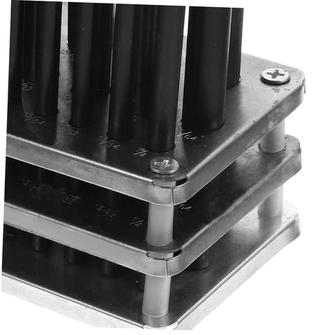 Heavy Duty Cylindrical Punch Kit With Transfer Punch Set for Machinists, close-up of steel stack in holder