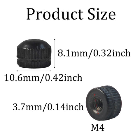 15Pcs M4x0.7 Threaded Cap Nuts for Light Fixtures Ceiling Light Screw Caps knurled black, 10.6mm x 8.1mm