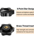 Heavy Duty Knockout Set Of 12 Black Star Knobs With M5 Female Thread 32Mm six point design and brass insert for cabinets.