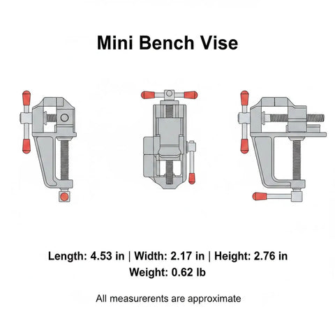 Compact Aluminum Bench Vise For Tiny Workpieces, Portable Desktop Clamp For Drilling And Filing, Easy Tightening, Secure Hold For Precise Assembly And Hands Free Operation; mini vise dimensions