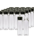 Premium 8ML Clear Borosilicate Glass Vials With Tight Screw Caps Totally Leakproof Lab Grade Storage Bottles For Beauty And Science Work Solid 20 Pack, displayed in a group.