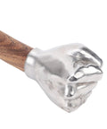 Close-up of Steel Mattock With DGrip Handle showing polished stainless steel head and anti-slip wood grip for secure handling.