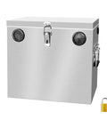 Built Like A Tank Stainless Steel Battery Box For RV Trailers And Deck Ready Boats With Locking Watertight Cover, heavy-duty design.