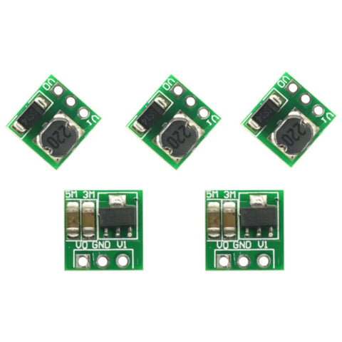 Five Pack 0.9-5V To 5V DC-DC Step Up Boost Converter Module Kit With 480mA Output, 0.8V Startup shown front view on white background