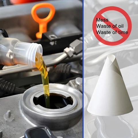 Disposable Paper Oil Funnels For Cars No Spill No Mess Oil Change Cone Dispenser Portable Auto Fluids Transfer 100 Pack