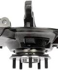 Heavy Duty Bulletproof Front Left Wheel Bearing And Hub Assembly Loaded Knuckle Direct Bolt On Replacement Fitment For 2003 2004 Honda Pilot Ready To Roll side view showing hub and knuckle design.
