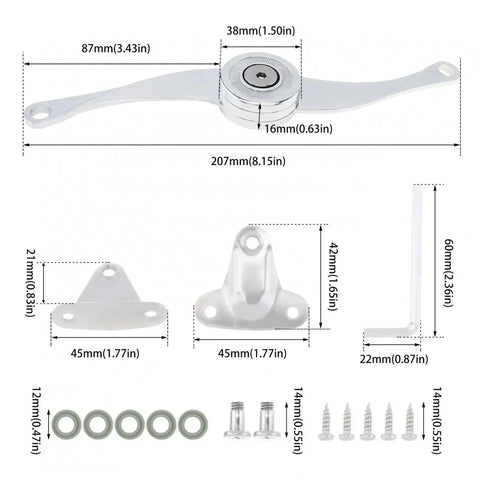 Sturdy Kitchen Cabinet Hinge With Soft Close Drop Lid For Cupboards And Wardrobes, Easy Install, zinc alloy, dimensions