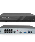 Front and back view of 4K 8 Channel PoE NVR For CCTV Setup With Real Time 8 Channel Recording, NVR8P model.