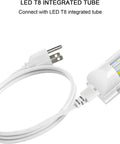 Close-up of 2ft LED Tube Light Power Cord With 3 Prong US Plug for T8 And T5 Integrated Fixtures, white extension cable.