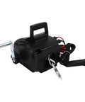 Heavy Duty 2000 Lbs Portable Electric Winch With Hand Crank For Cars And Trailers, 12V DC Marine Boat Trailer Gear Puller Tackle side view