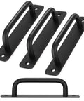 Front view of Black Barn Door Handles 4 Pack With 5 Inch Hole Center Aluminum Sliding Door Pulls For Pocket Doors Bifold Closets Hardware